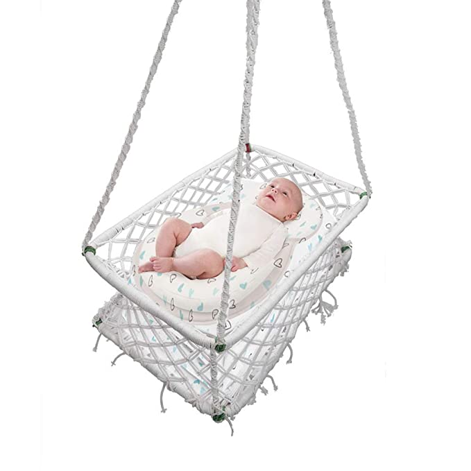 Patio Cotton Newborn Baby Crib for Sleeping/ Used as Sleeping Jhula/ Baby Cradle Hammock/ Cradle Bed for Babies/ White in Colour