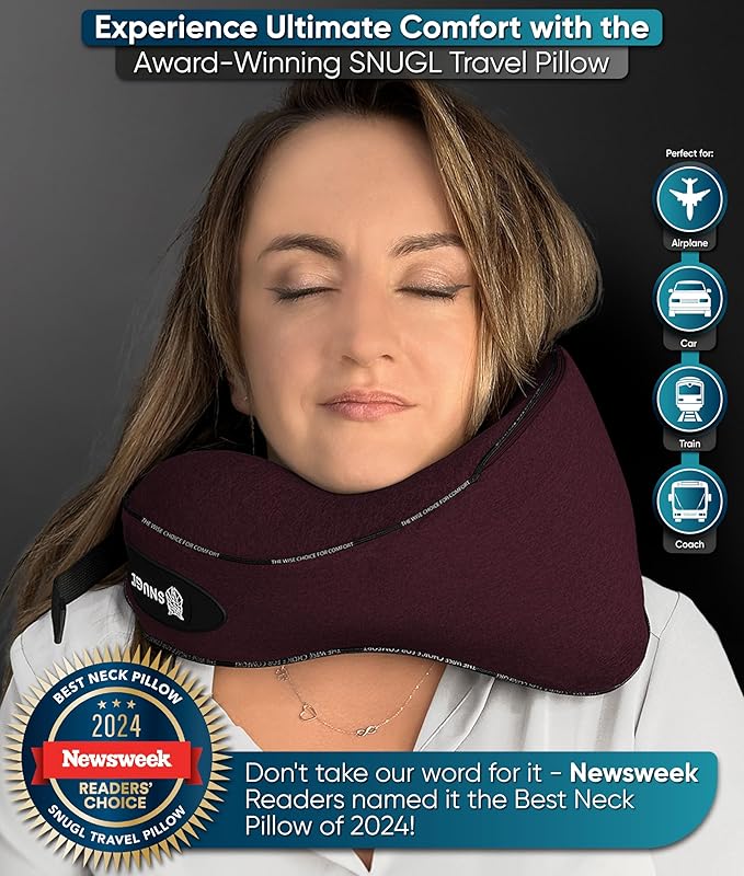 Sleep Snugl Travel Memory Foam Airplane Neck Pillow