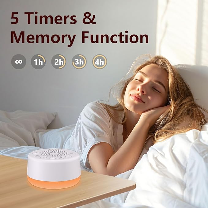 Easy Sleep White Noise Machine With Night Light Memory Function